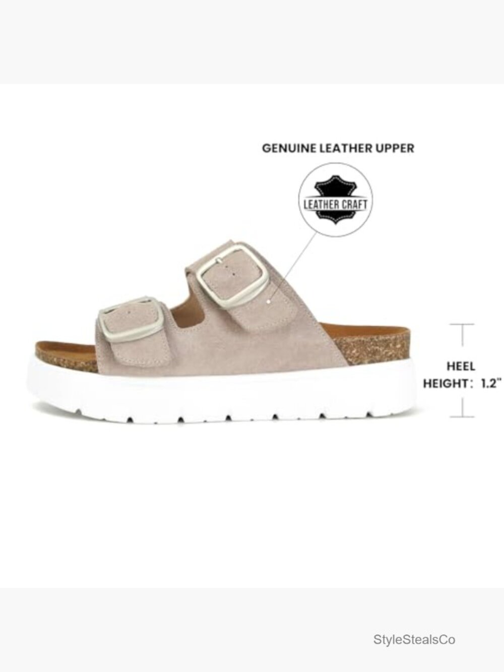 Genuine Leather Platform Sandals Women Comfort Summer Slide Beach Adjustable - Picture 3 of 7